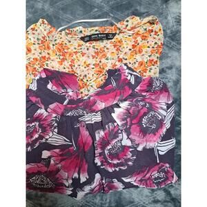 Two XS Women’s Zara Floral Print Flouncy Wasp Waist Peplum Sleeve & Worthington